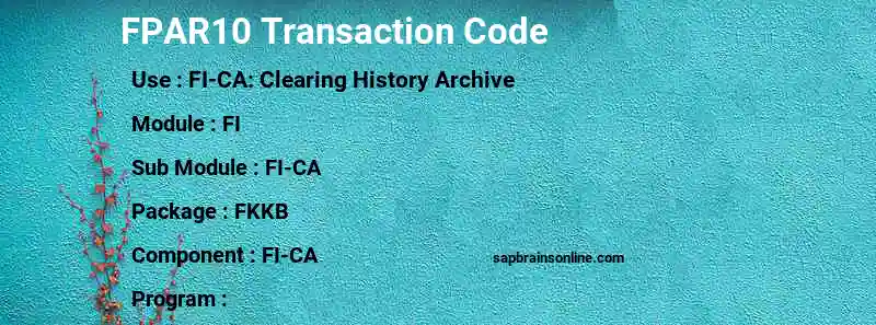 SAP FPAR10 transaction code