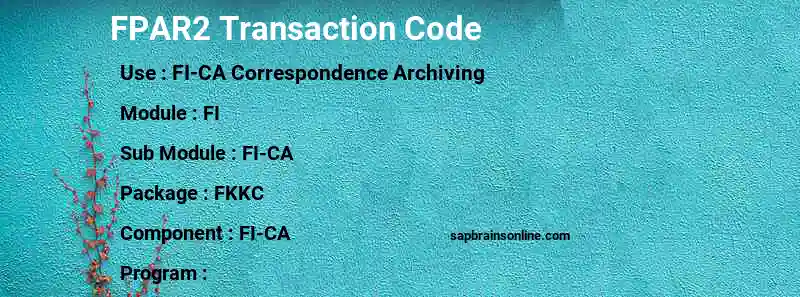 SAP FPAR2 transaction code