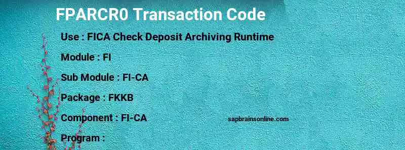 SAP FPARCR0 transaction code