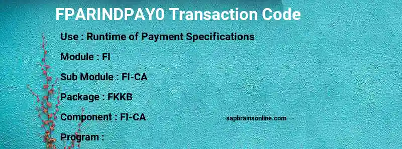 SAP FPARINDPAY0 transaction code