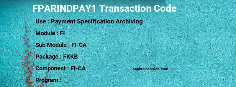 SAP FPARINDPAY1 transaction code