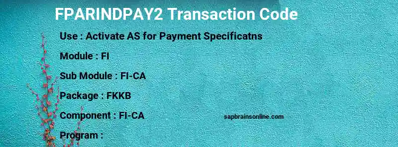 SAP FPARINDPAY2 transaction code