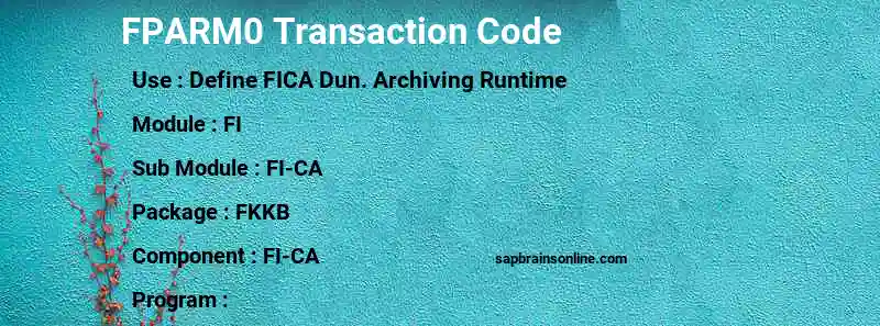SAP FPARM0 transaction code