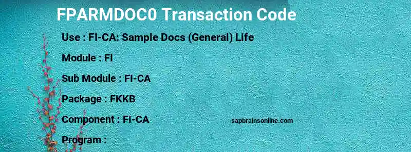SAP FPARMDOC0 transaction code
