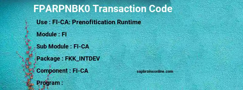 SAP FPARPNBK0 transaction code