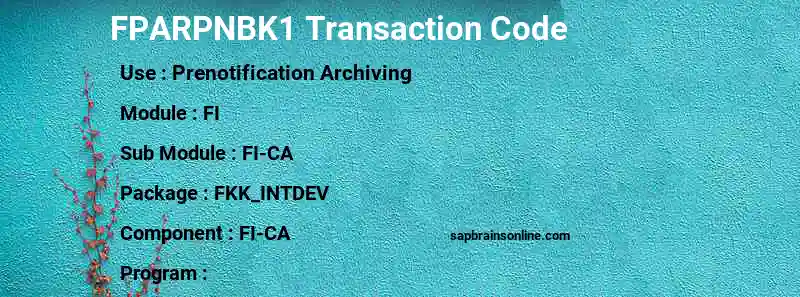 SAP FPARPNBK1 transaction code