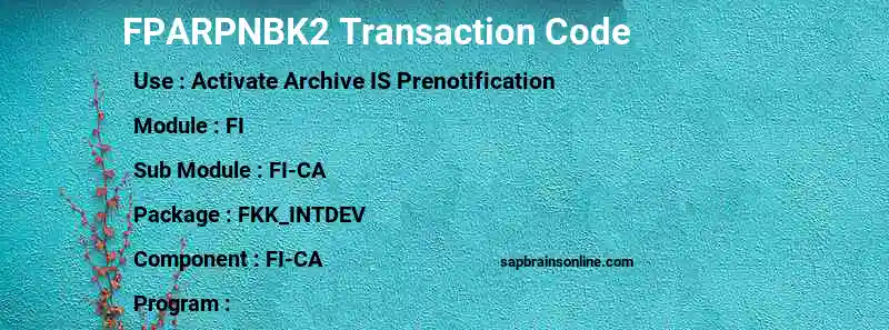 SAP FPARPNBK2 transaction code