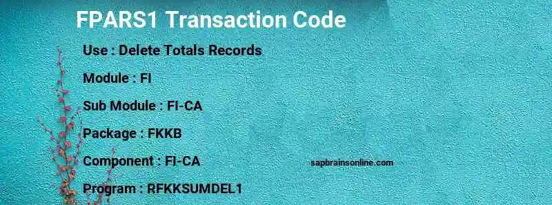 SAP FPARS1 transaction code