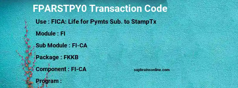 SAP FPARSTPY0 transaction code