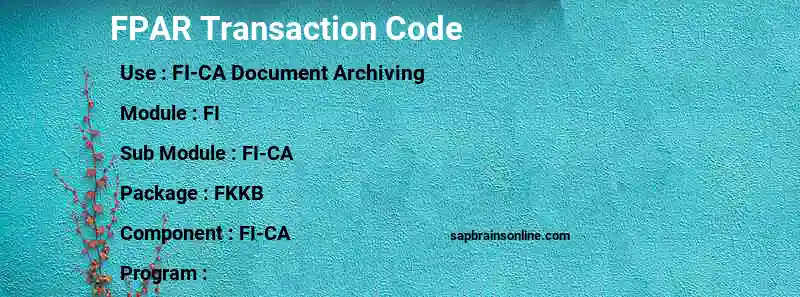 SAP FPAR transaction code