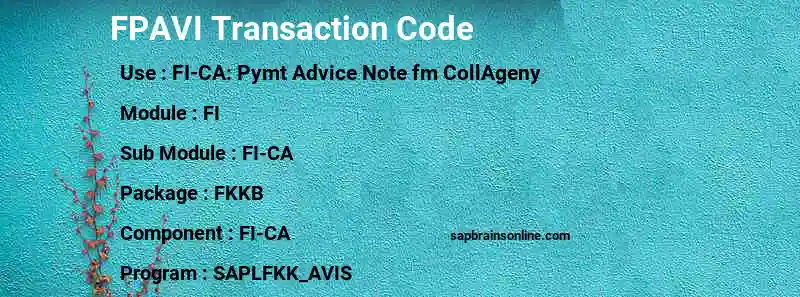 SAP FPAVI transaction code