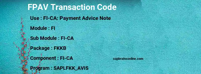 SAP FPAV transaction code