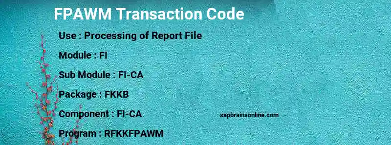 SAP FPAWM transaction code