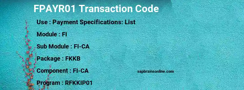 SAP FPAYR01 transaction code