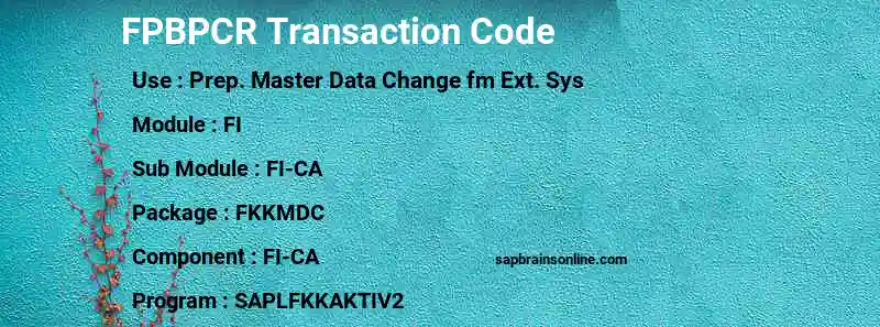 SAP FPBPCR transaction code