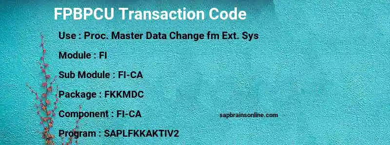 SAP FPBPCU transaction code