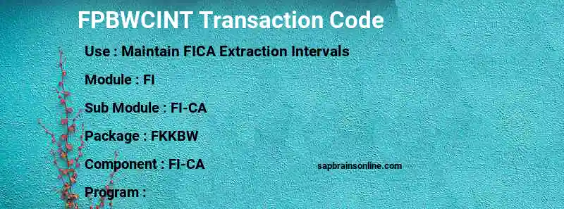 SAP FPBWCINT transaction code