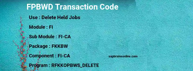 SAP FPBWD transaction code