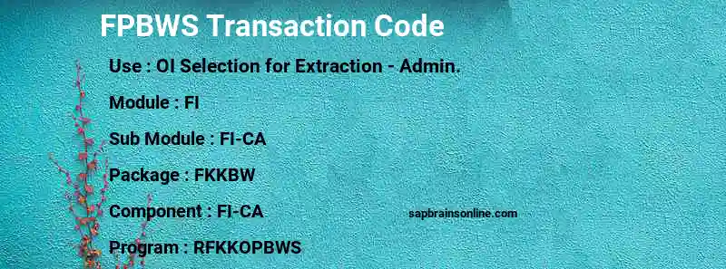 SAP FPBWS transaction code