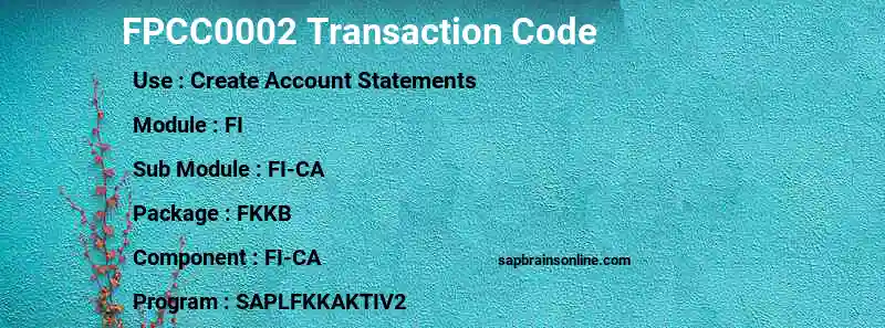 SAP FPCC0002 transaction code