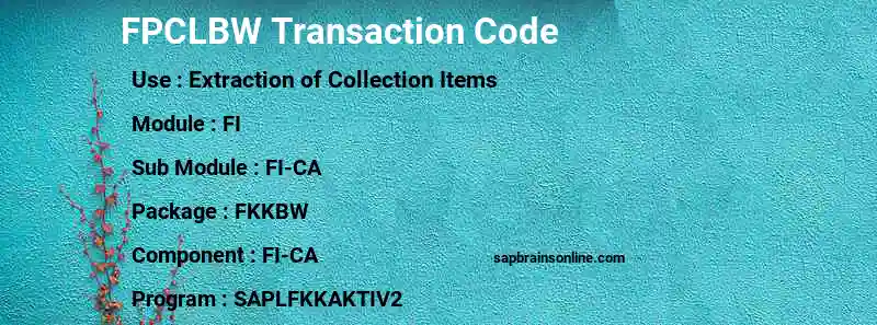 SAP FPCLBW transaction code