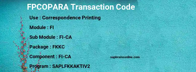 SAP FPCOPARA transaction code