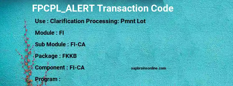SAP FPCPL_ALERT transaction code