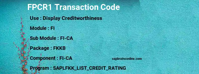 SAP FPCR1 transaction code