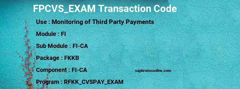 SAP FPCVS_EXAM transaction code