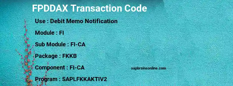 SAP FPDDAX transaction code