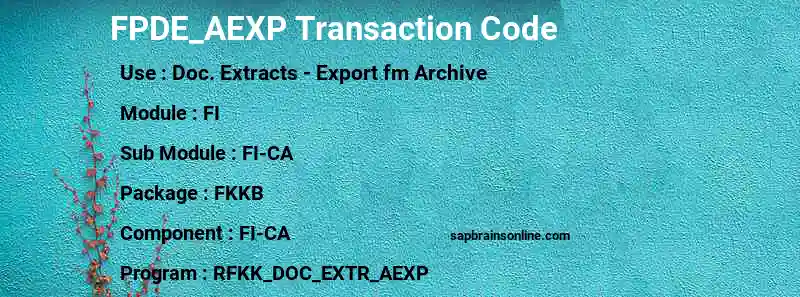 SAP FPDE_AEXP transaction code