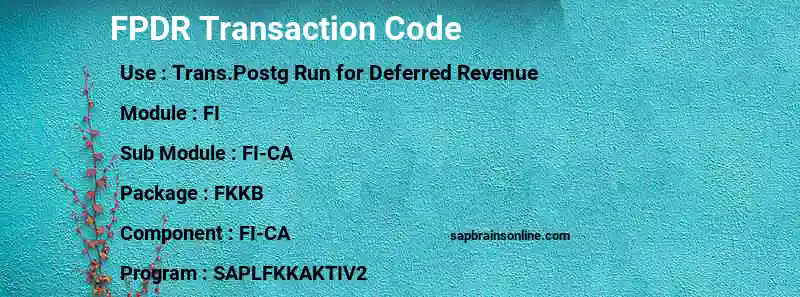 SAP FPDR transaction code