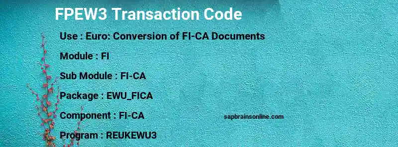 SAP FPEW3 transaction code