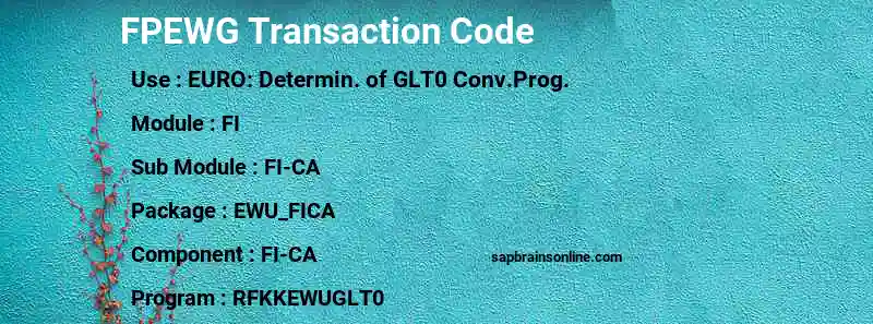 SAP FPEWG transaction code