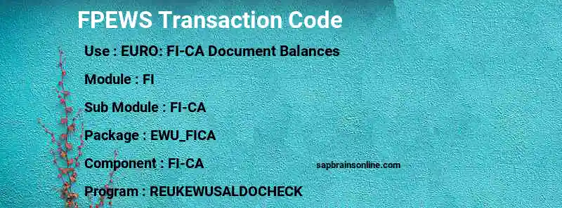 SAP FPEWS transaction code
