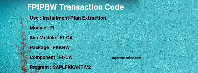 SAP FPIPBW transaction code