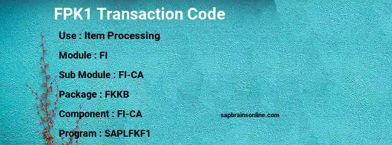 SAP FPK1 transaction code