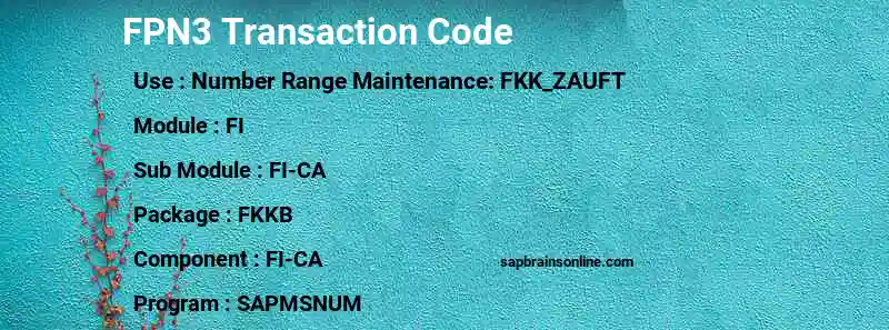 SAP FPN3 transaction code