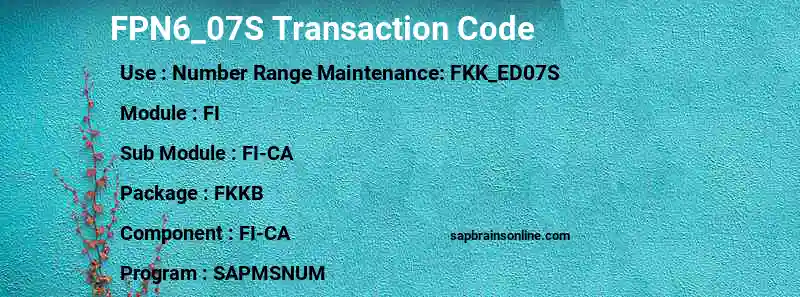 SAP FPN6_07S transaction code