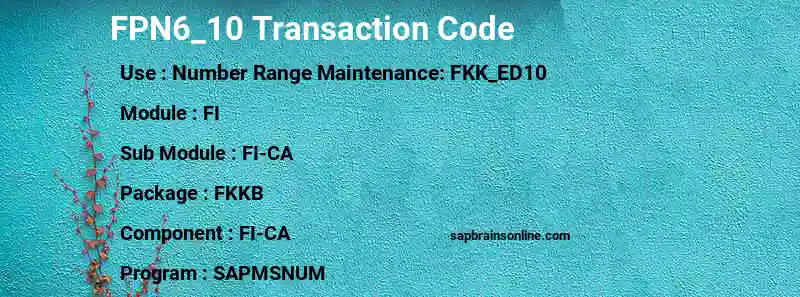 SAP FPN6_10 transaction code