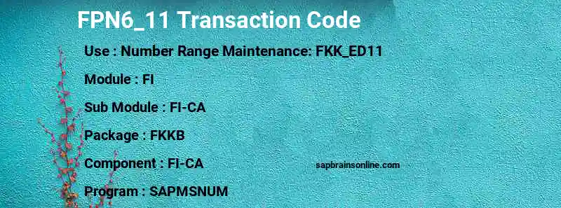 SAP FPN6_11 transaction code