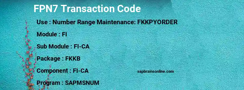 SAP FPN7 transaction code