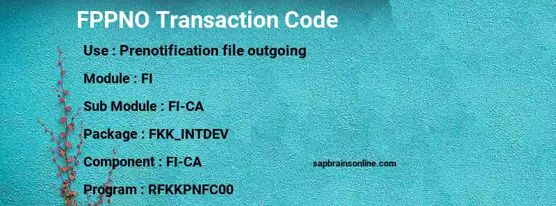 SAP FPPNO transaction code