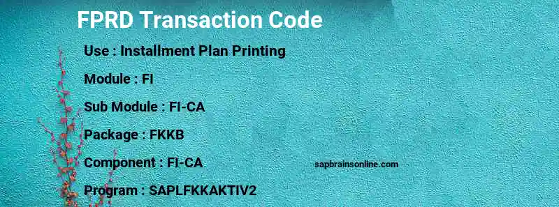 SAP FPRD transaction code