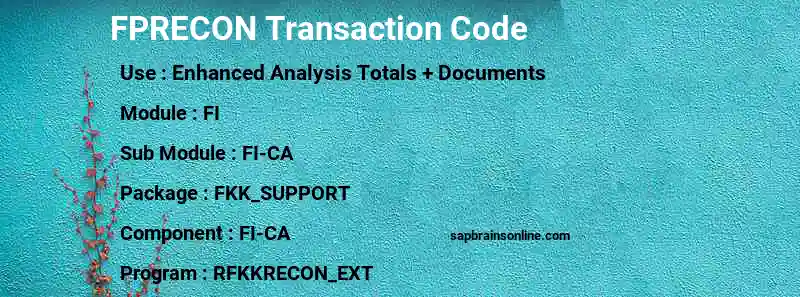 SAP FPRECON transaction code