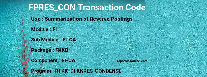 SAP FPRES_CON transaction code