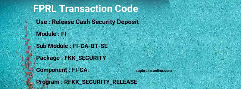 SAP FPRL transaction code