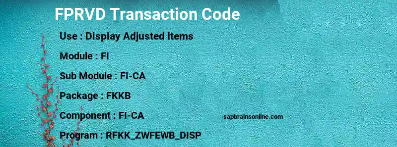 SAP FPRVD transaction code