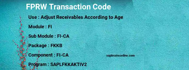 SAP FPRW transaction code