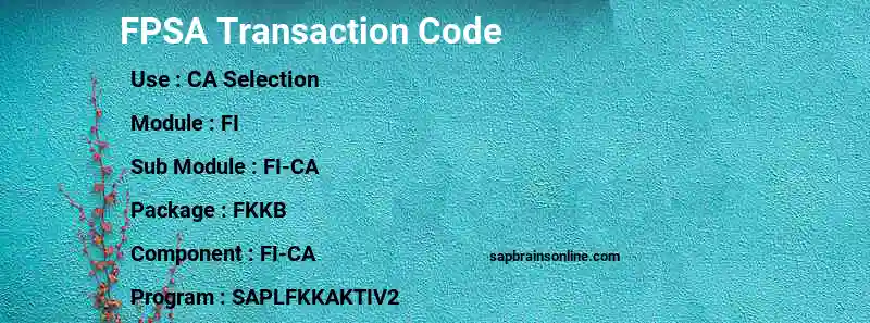 SAP FPSA transaction code